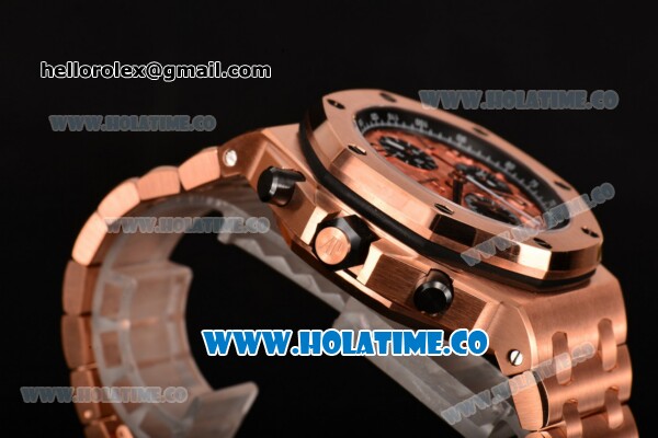 Audemars Piguet Royal Oak Offshore 2014 New Chrono Swiss Valjoux 7750 Automatic Full Rose Gold with Arabic Numeral Markers and Rose Gold Dial (J12) - Click Image to Close